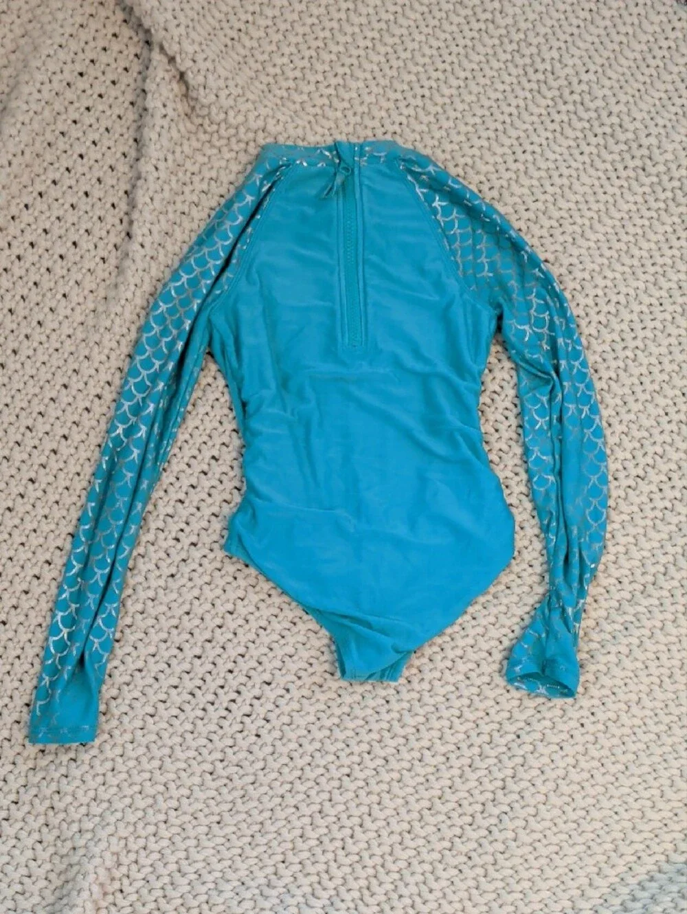 Cat & Jack Turquoise Mermaid Long-Sleeve One-Piece Swimsuit